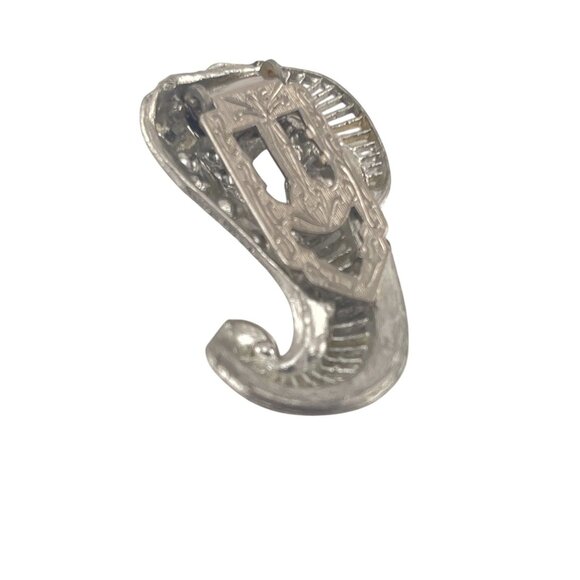 Antique Silver Tone Rhinestone Clip-On Dress Clip Art Deco Style 1 1/2" - Picture 4 of 8